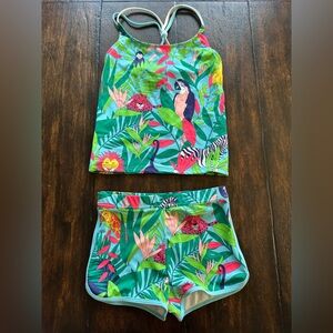 Mini Boden Tropical Print Tank Top and Shorts Set swimsuit girls
